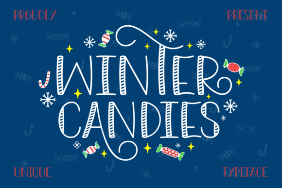 Winter Candies: A Festive Display Font for Holiday Designs